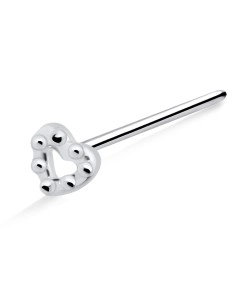 Balls Heart Shaped Silver Straight Nose Stud NSKA-1011